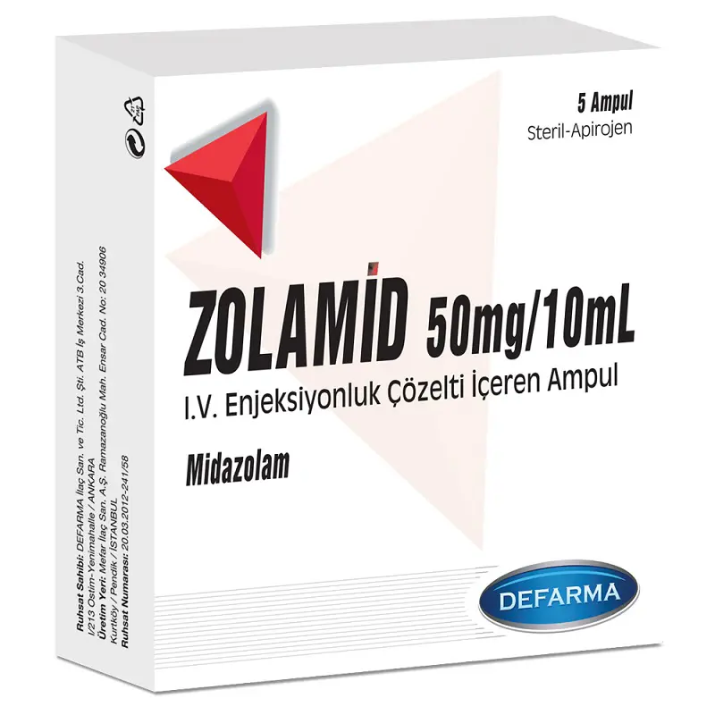 ZOLAMID 50 MG/10 ML ENJEKSIYONLUK COZELTI ICEREN 5 AMPUL kutu görseli
