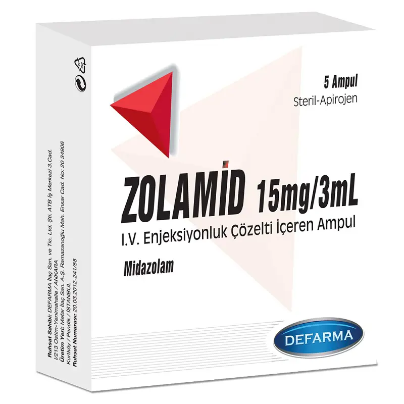 ZOLAMID 15 MG/3 ML IV ENJEKSIYONLUK COZELTI ICEREN 5 AMPUL kutu görseli