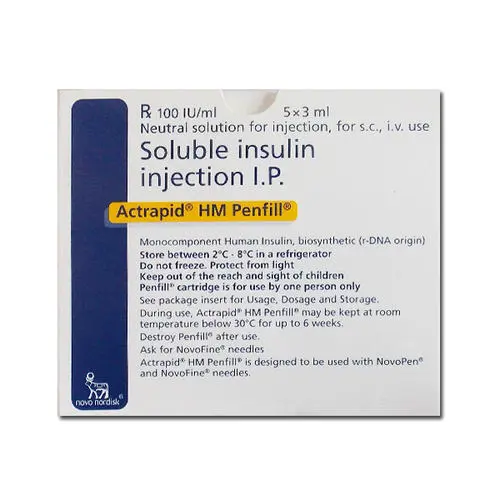 ACTRAPID HM PENFILL 100/3 IU/ML 5 PENFILL kutu görseli