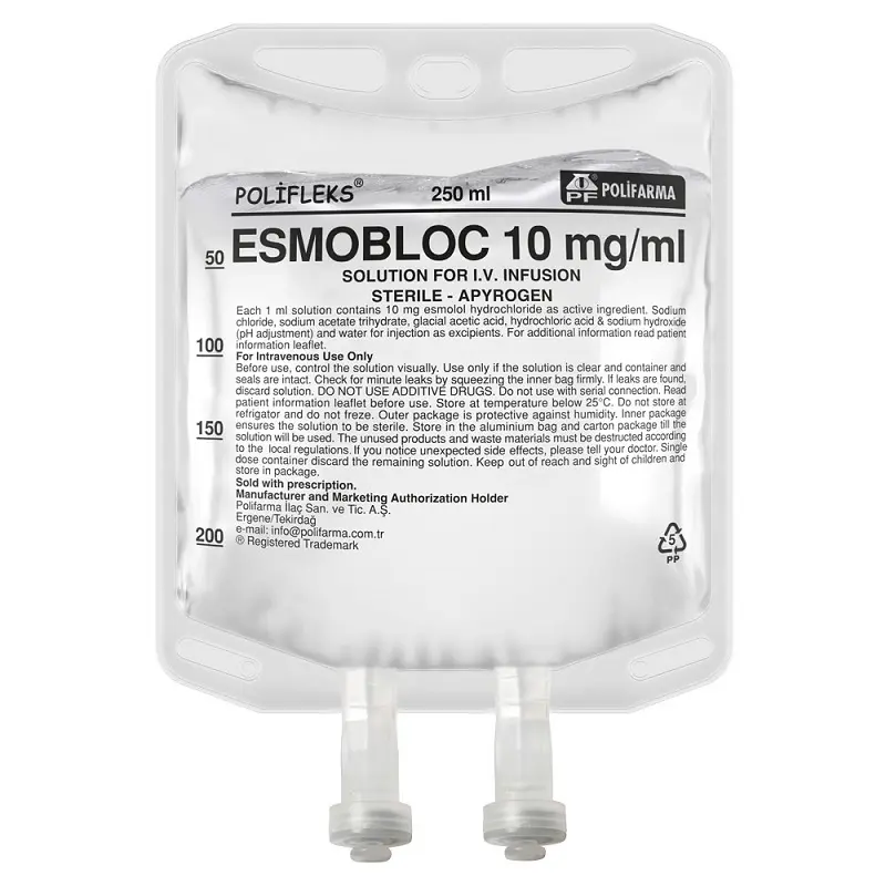 ESMOBLOC 10 MG / ML IV INF. ICIN COZELTI (250 ML SETSIZ) kutu görseli