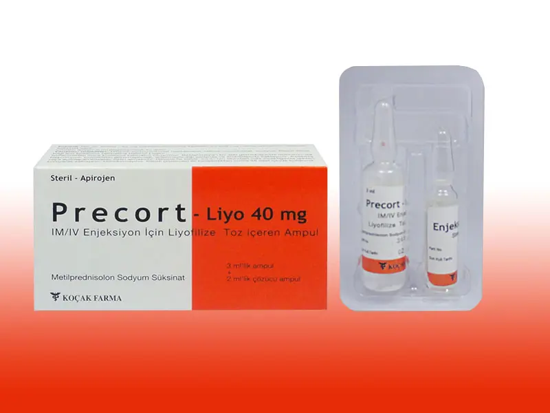PRECORT-LIYO 40 MG IM/IV ENJEKSIYON ICIN LIYOFILIZE TOZ ICEREN AMPUL kutu görseli