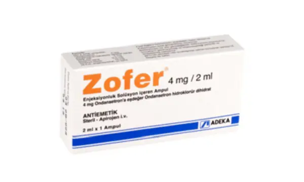 ZOFER 4 MG/ 2 ML ENJEKSIYONLUK COZELTI (1 AMPUL) kutu görseli