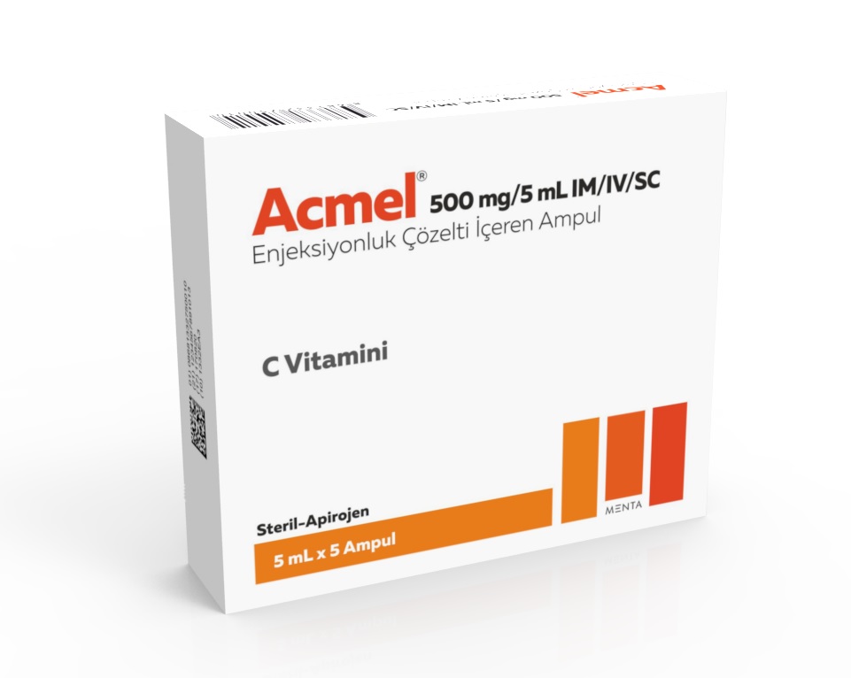 ACMEL 500 mg/5 ml IM/IV/SC enjeksiyonluk çözelti içeren 5 ampül kutusunun resmi