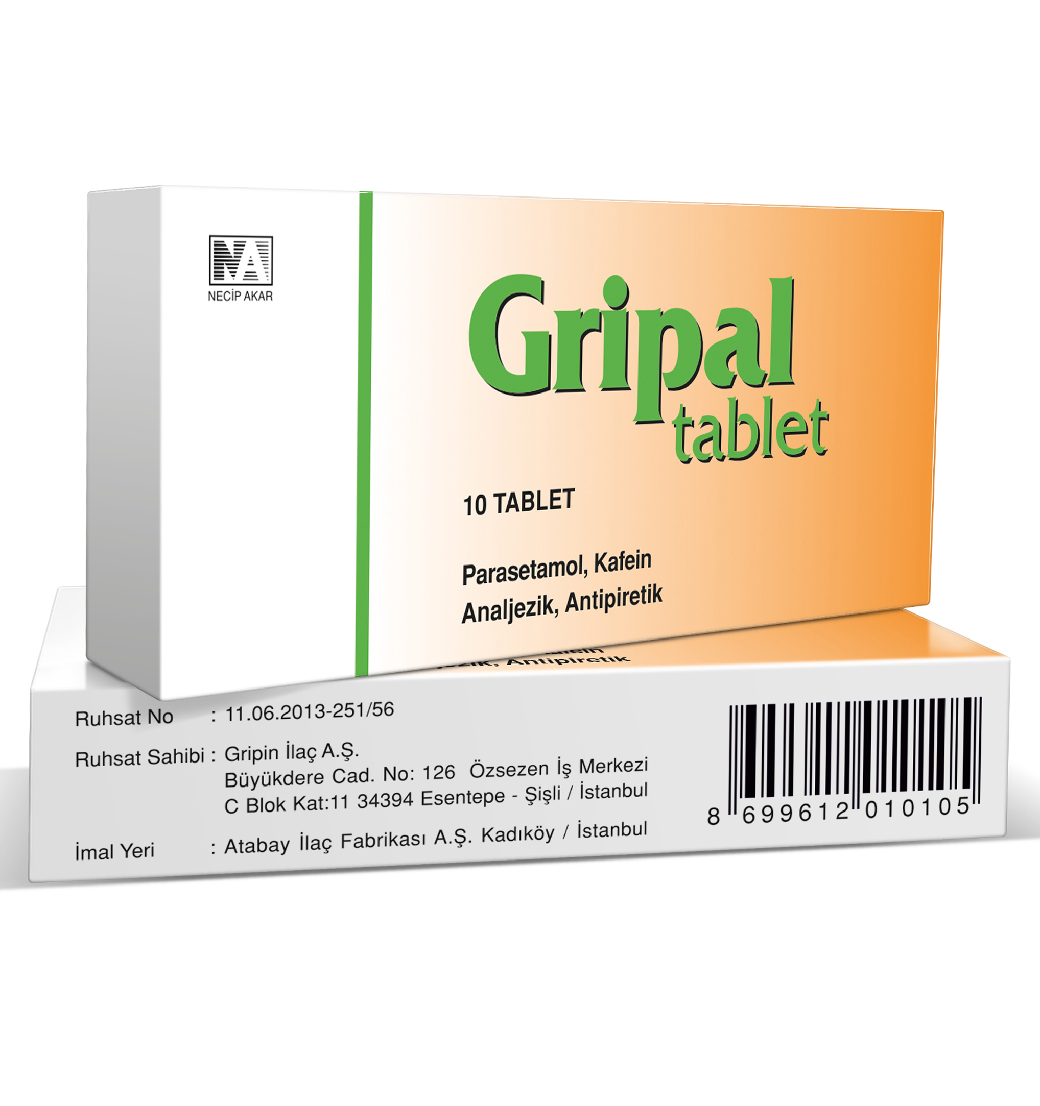 GRIPAL 10 tablet kutusunun resmi