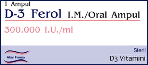 D-3 FEROL 300.000 IU/ML IM/ORAL AMPUL kutusunun resmi