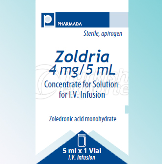 ZOLDRIA 4 mg/5 ml IV infüzyon için konsantre çözelti içeren 1 flakon kutusunun resmi