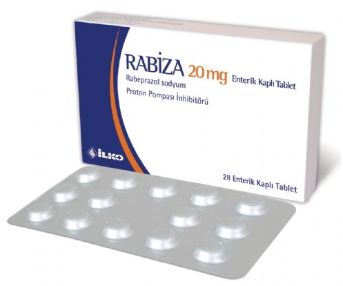 RABIZA 20 mg 28 Enterik Kaplı Tablet kutusunun resmi