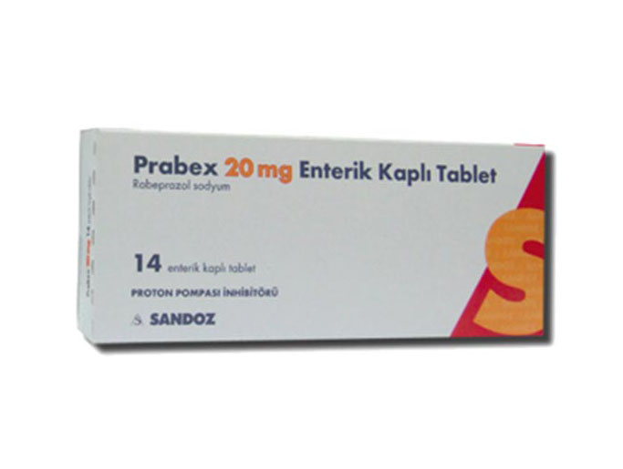 PRABEX 20 mg 14 enterik kaplı tablet kutusunun resmi