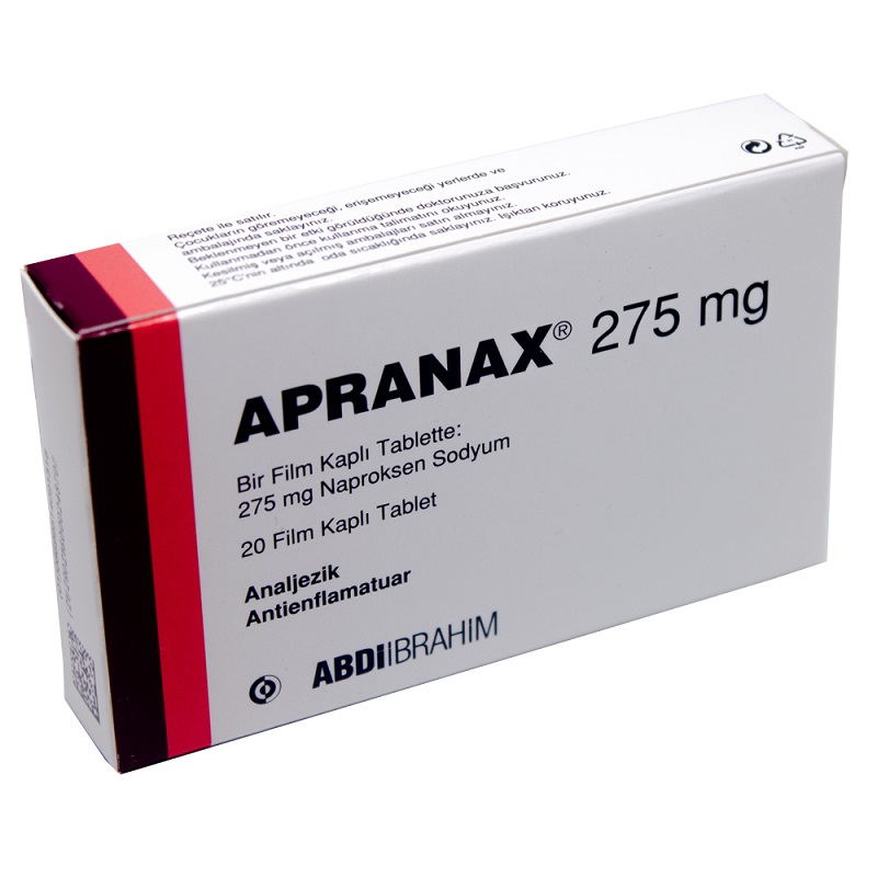 APRANAX 275 mg 10 film kaplı tablet kutusunun resmi