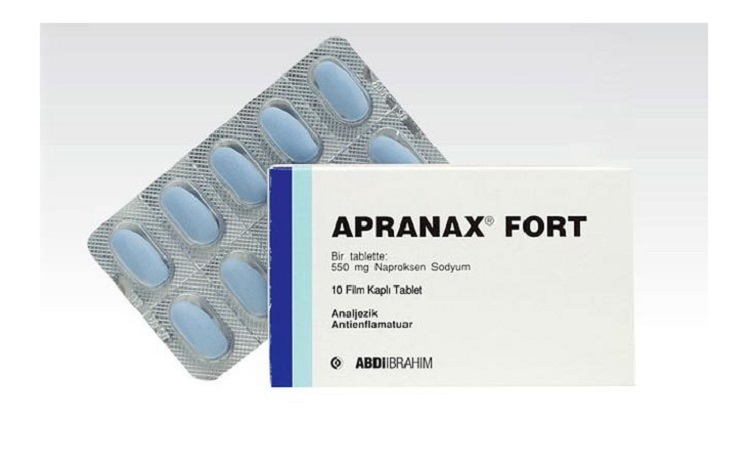 APRANAX FORT 550 mg 10 film kaplı tablet kutusunun resmi