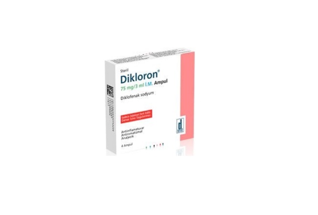 DIKLORON 75 mg/3 ml IM enjeksiyonluk çözelti 4 ampül kutusunun resmi