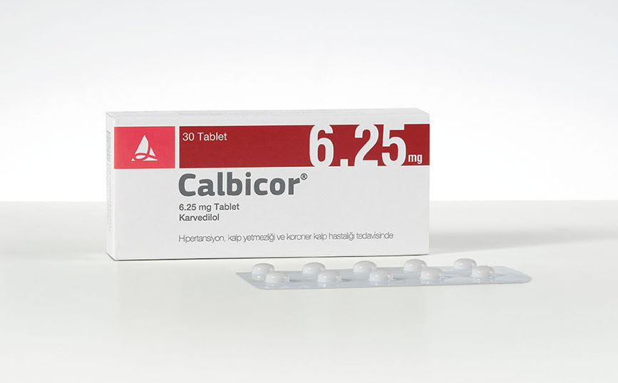 CALBICOR 6.25 mg 30 tablet kutusunun resmi