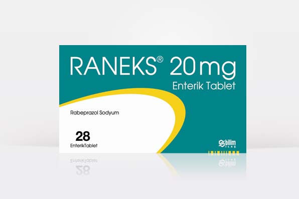 RANEKS 20 mg 28 enterik kaplı tablet kutusunun resmi