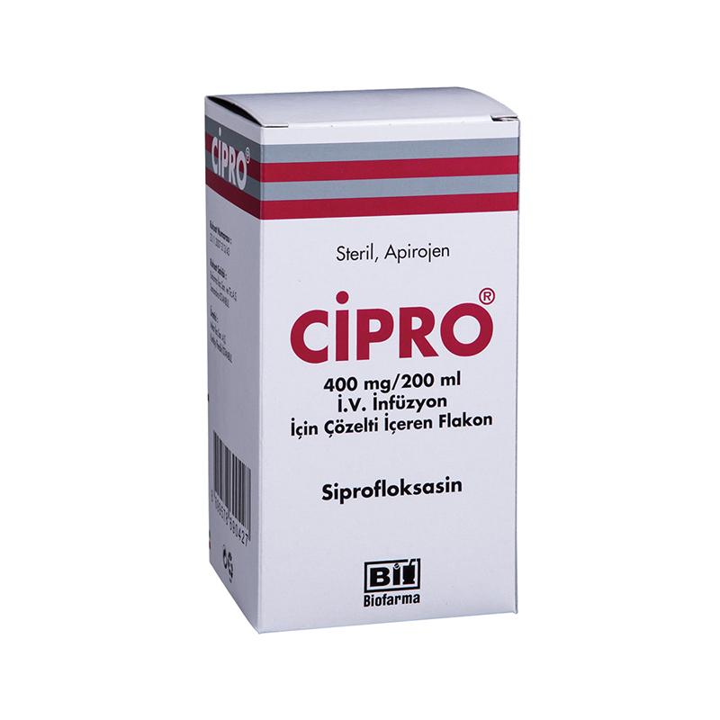 CIPRO 400 mg/200 ml IV infüzyon için çözelti içeren flakon kutusunun resmi