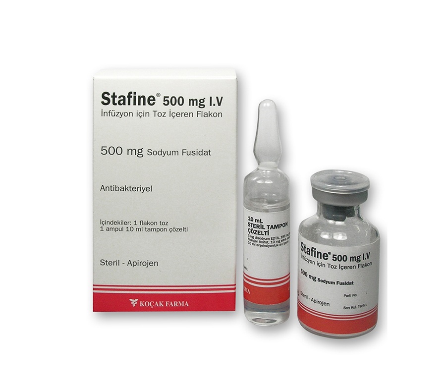 STAFINE 500 mg IV infüzyon için toz ve çözücü içeren flakon kutusunun resmi