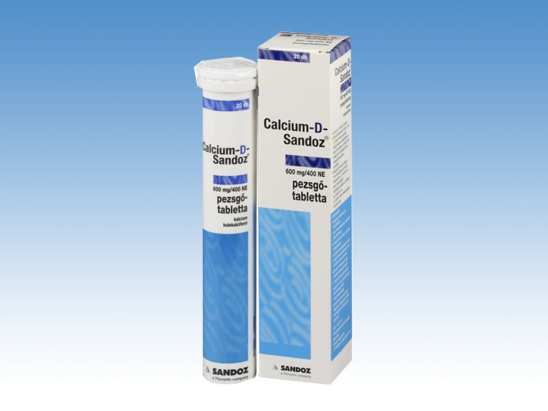CALCIUM-D SANDOZ 600 mg/400 IU 20 efervesan tablet kutusunun resmi
