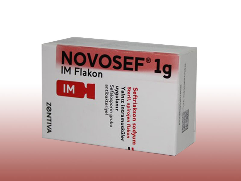NOVOSEF 1000 mg IM 1 flakon kutusunun resmi