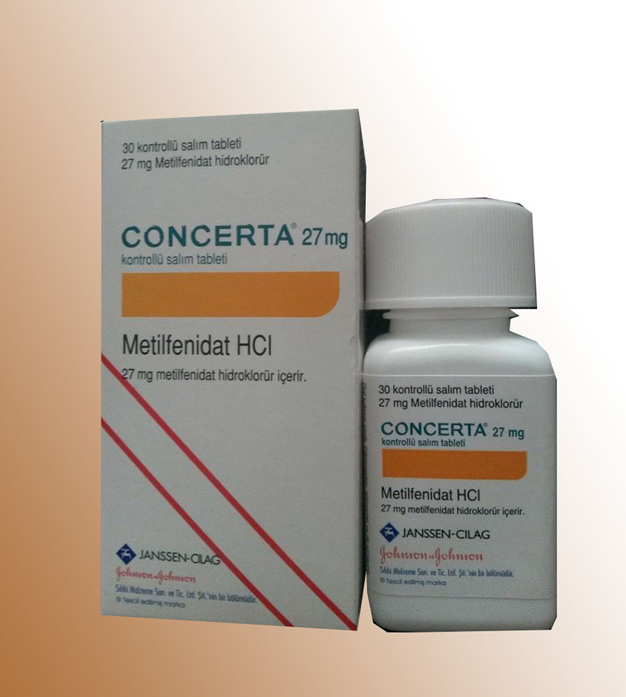 CONCERTA 27 mg 30 kontrollü salım tableti  kutusunun resmi