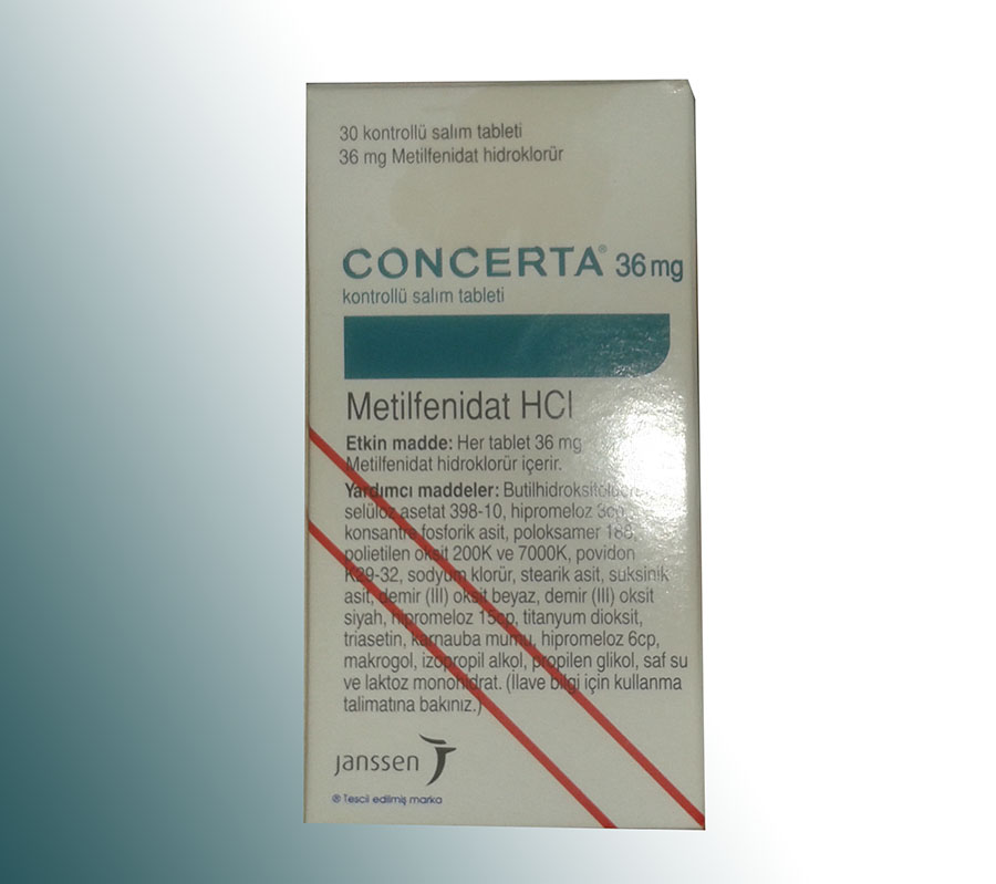 CONCERTA 36 mg 30 kontrollü salım tableti  kutusunun resmi