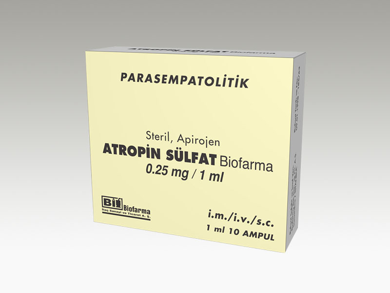 ATROPIN SULFAT BIOFARMA 0.25 mg/1 ml 10 ampül kutusunun resmi