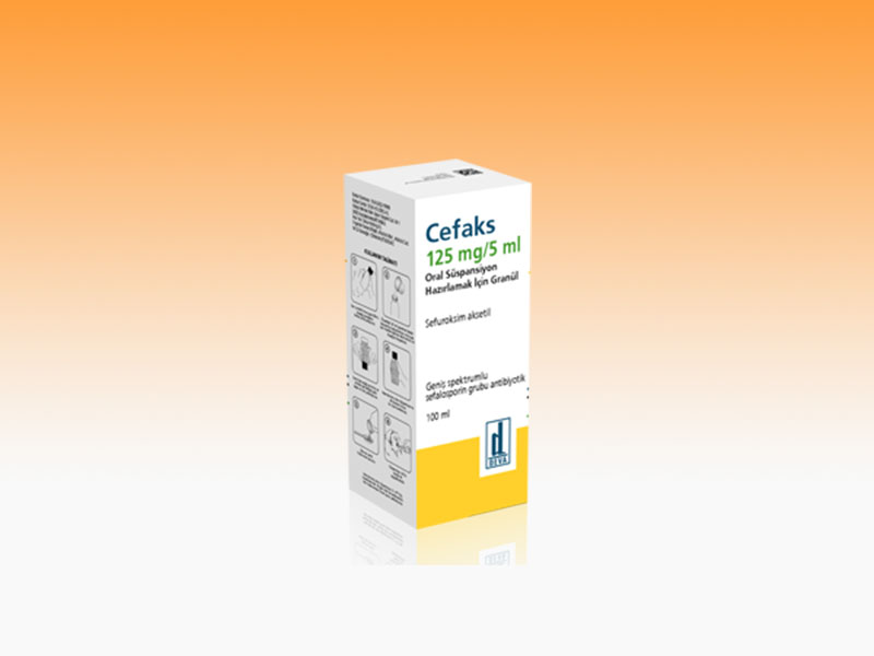 CEFAKS 125 mg/5 ml 100 ml oral süspansiyon hazırlamak için granül kutusunun resmi