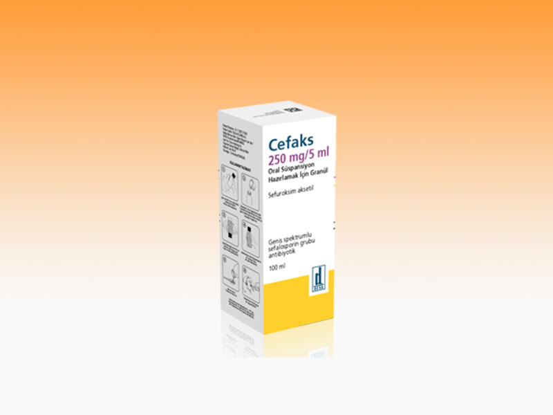 CEFAKS 250 mg/5 ml 100 ml oral süspansiyon hazırlamak için granül kutusunun resmi