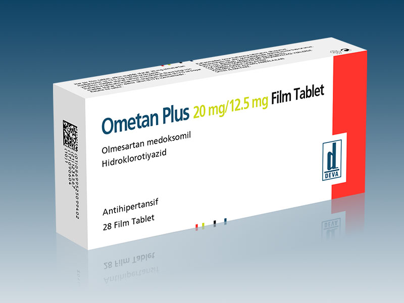 OMETAN PLUS 20 mg/12.5 mg 28 film kaplı tablet kutusunun resmi