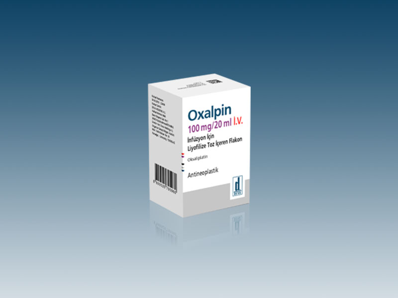 OXALPIN 100 mg/20 ml IV inf. için liy. toz içeren 1 flakon kutusunun resmi