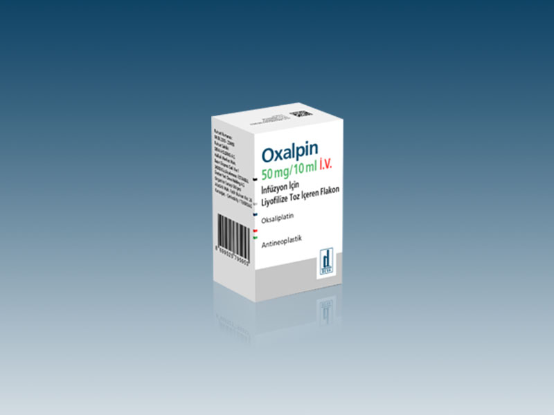 OXALPIN 50 mg/10 ml IV inf. için liy. toz içeren 1 flakon kutusunun resmi